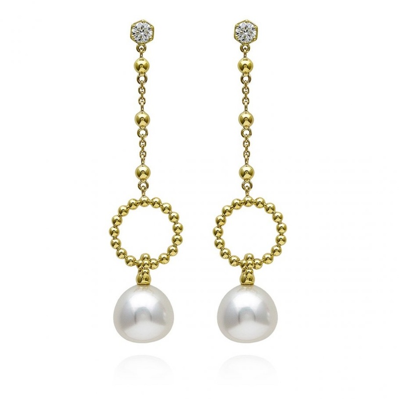 أقراط بودلز من الذهب الأصفر واللؤلؤ