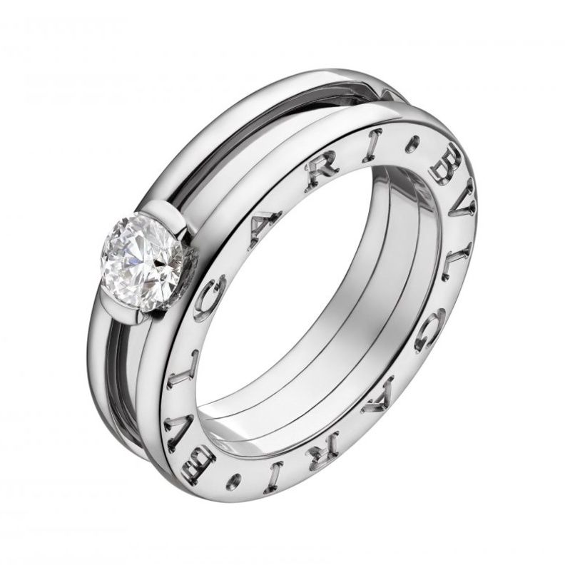 خاتم دبل مميز بالذهب الأبيض من مجموعة بلغاري Bvlgari