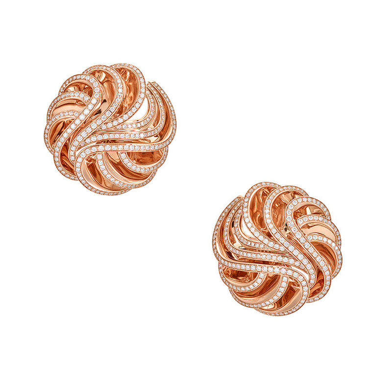 أقراط دي غريسوغونو  من الذهب الوردي والماس