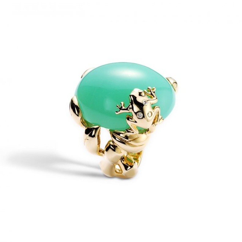 خاتم ديور من الذهب الأصفر وحجر الكريسوبريز