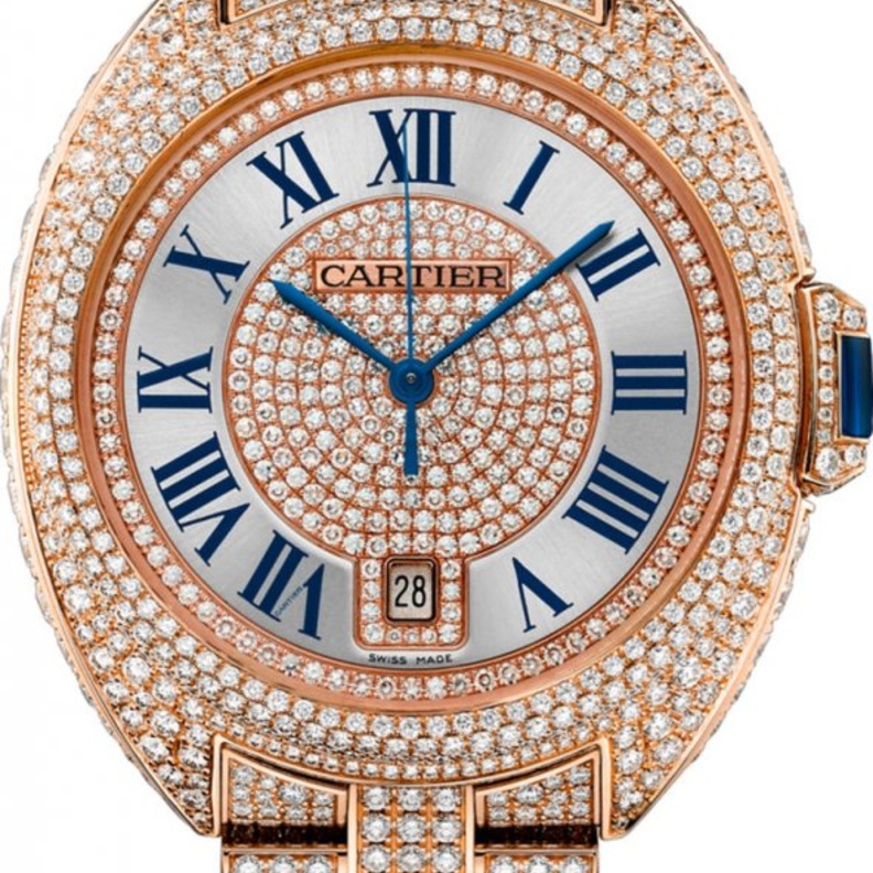 ساعة كارتييه من الذهب الوردي والماس