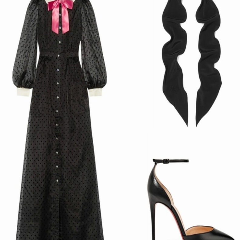 اطلالة للمحجبات للسحور في فستان أسود من غوتشي