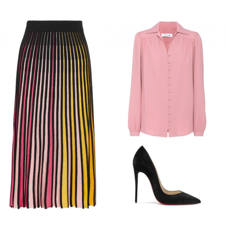 اطلالة عصرية في تنورة الكسرات البراقة