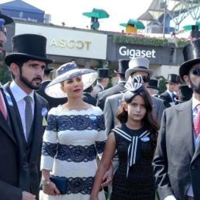 ولي عهد دبي و الأميرة هيا بنت الحسين حضرا السباق