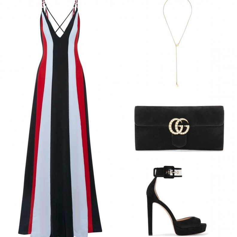 تنسيق ملابس لقصيرات القامة في فستان السهرة المقلم