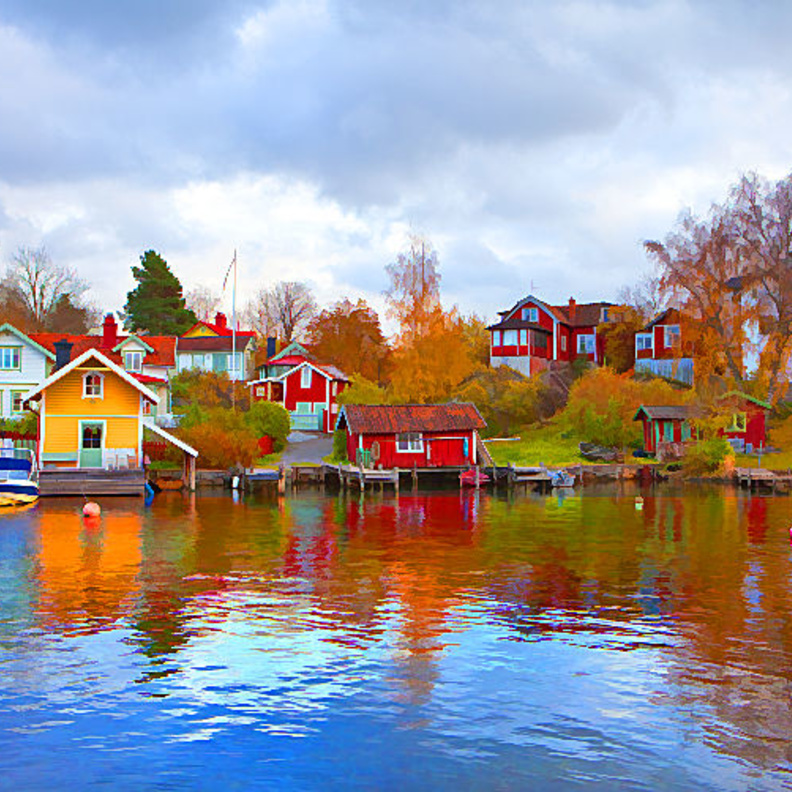 عرسان يستمتعون بالتزلج في السويد تحت شمس منتف الليل