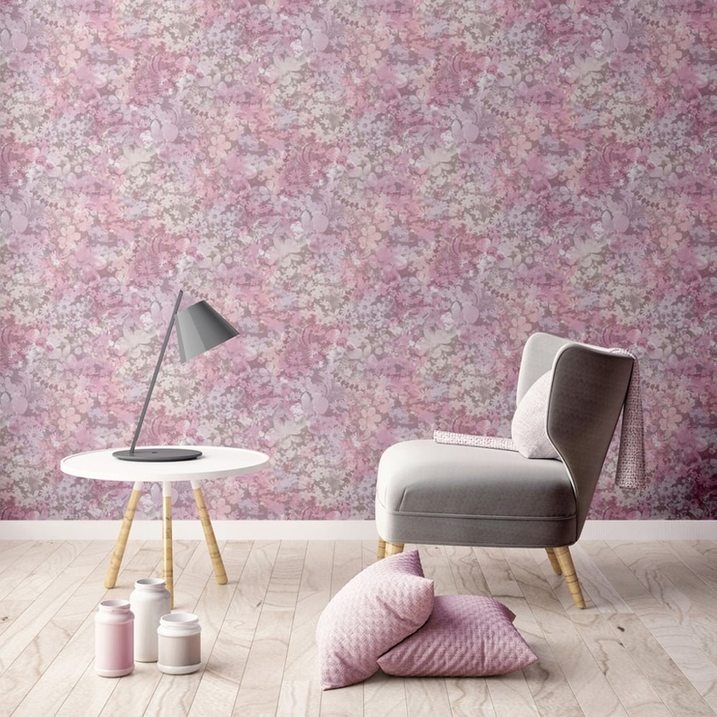 الجدار يتميز بألوان الباستيل و بالنقشات العشوائية