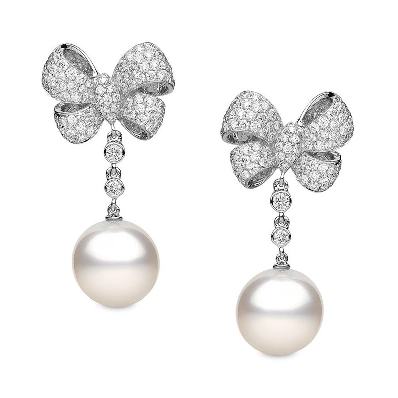 اقراط فيونكة الماس مع لؤلؤ من يوكو لندن 