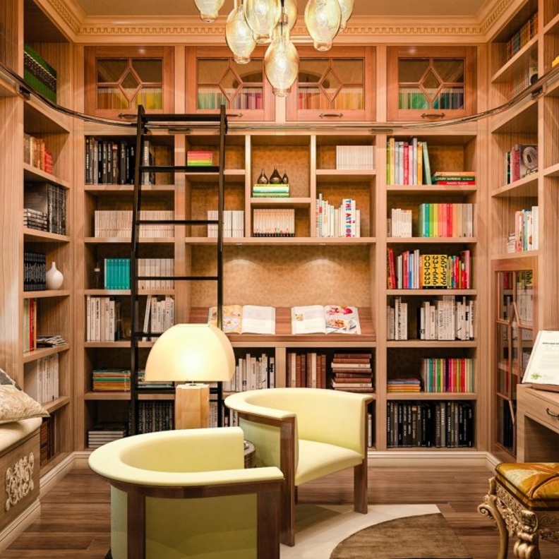 مكتبة منزلية أنيقة