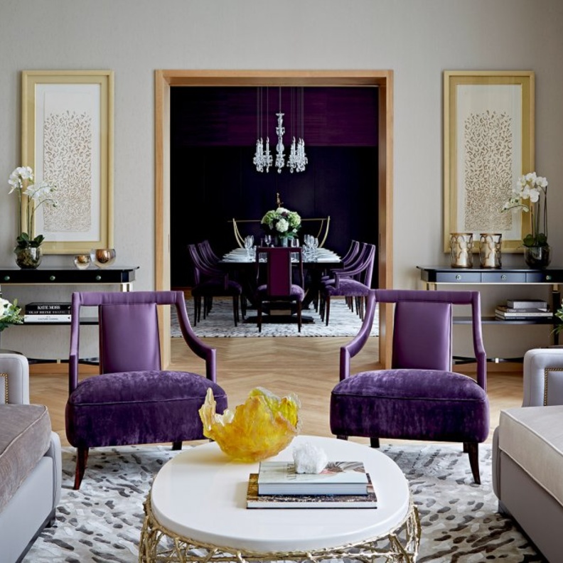 الذهبي و البنفسجي لغرفة صالون أنيقة و مميزة