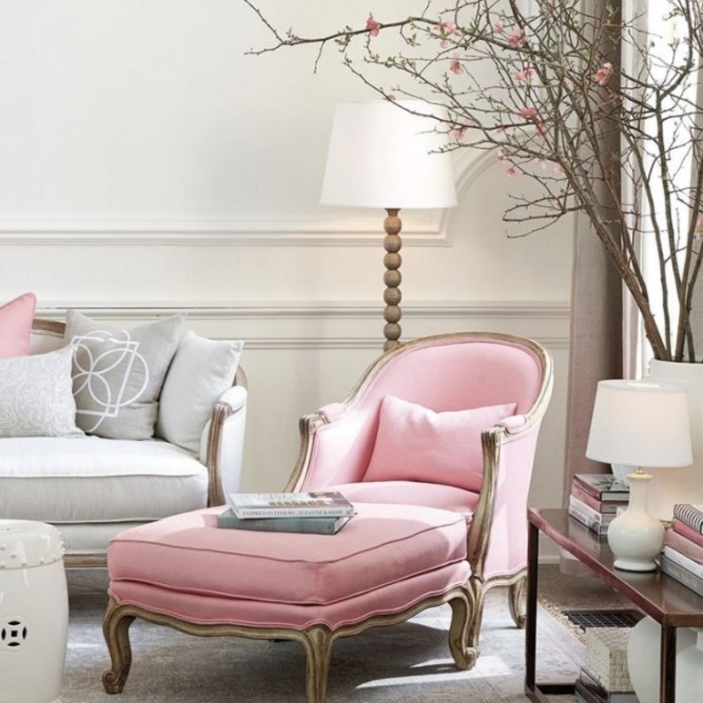 الرمادي و الزهري لديكور غرفة الجلوس باللون الباستيل