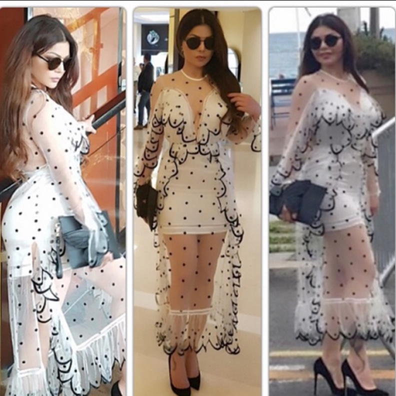 هيفاء وهبي تختار فستان ميدي من دار أليس مكال Alice Mccall