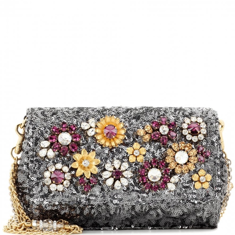 شنطة يد للسهرات باللون الفشي ومزينة بالكريستال من دولتشي اند غابانا