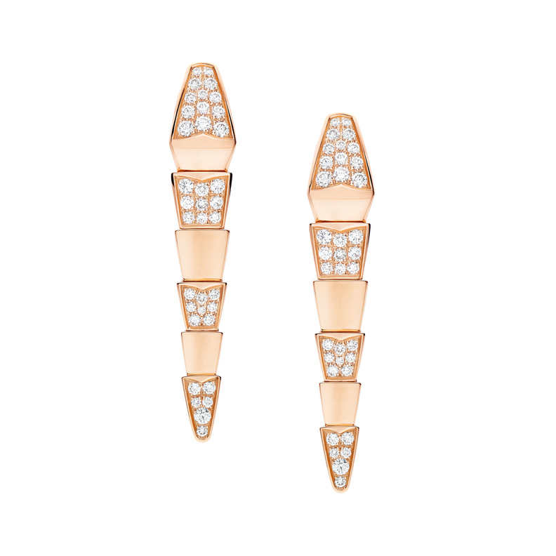 أقراط بولغاري من الذهب الوردي والماس