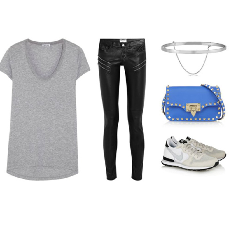  إطلالة صباحية عصرية مع السروال الجلدي الضيق