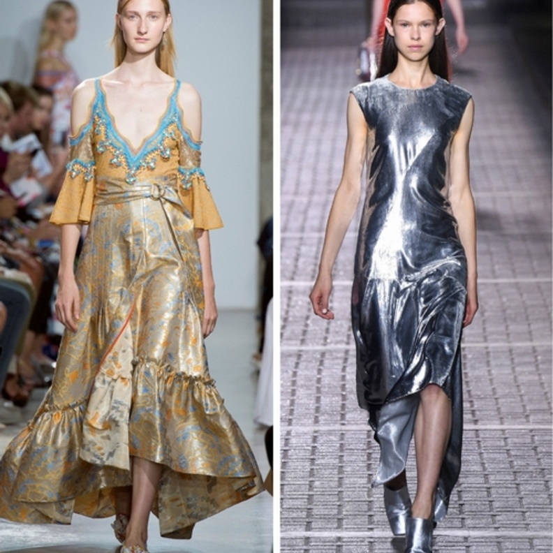 الأقمشة اللامعة كما شاهدناها لدى كل من مولبوري، بيتر بيلوتو، وبرين