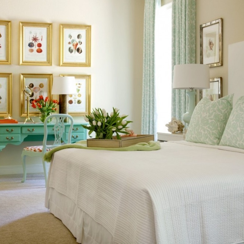 التركواز الفاتح امثالي في غرف النوم