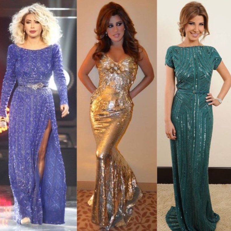 نجوى كرم بفستان ذهبي براق من زهير مراد