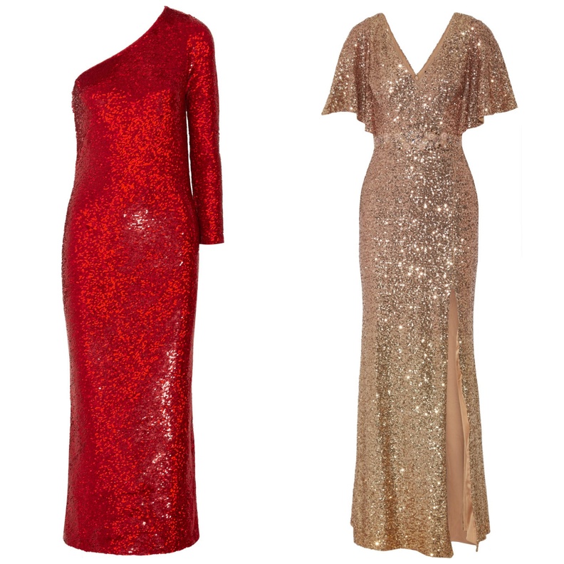 فساتين سهرة لمناسبات نهاية العام باللون الأحمر أو الذهبي