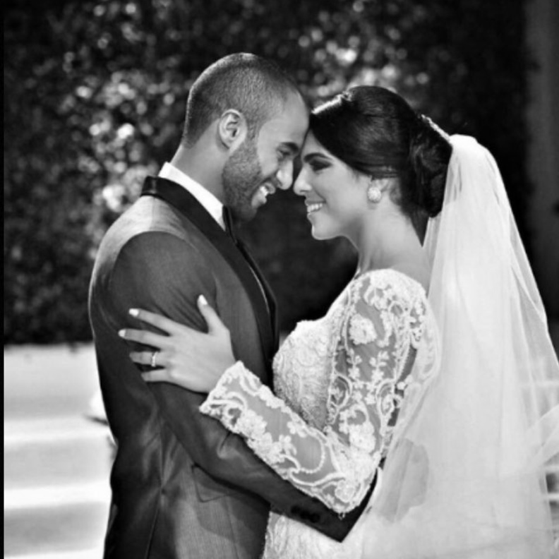 العروسان  اللاعب البرازيلي سان جيرمان واللبنانية لاريسا سعد