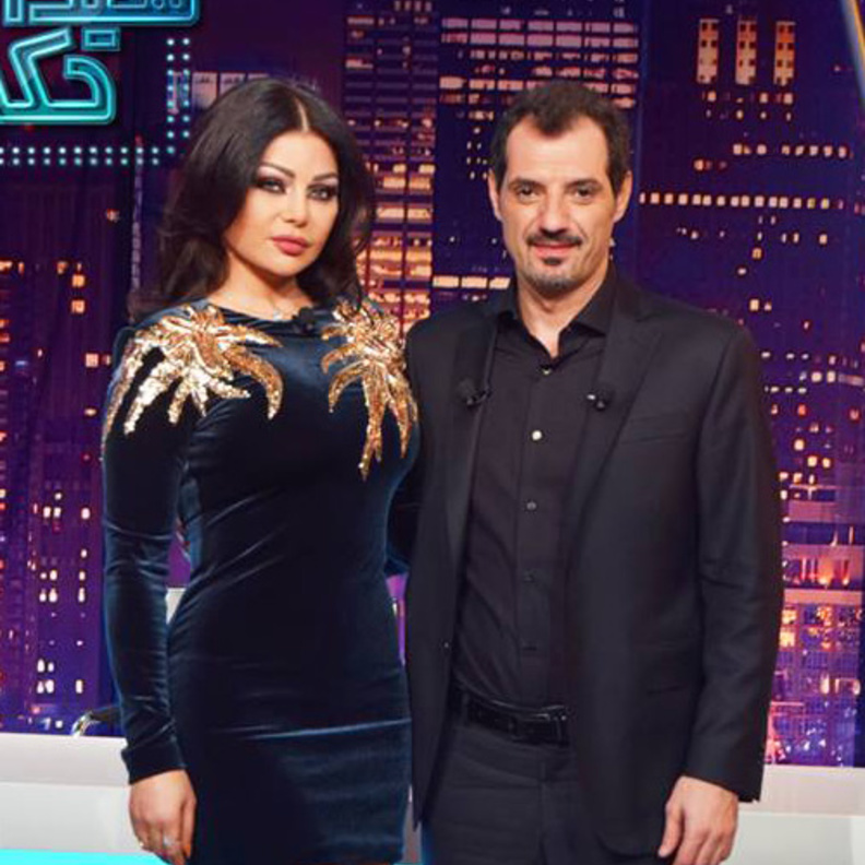 هيفاء وهبي مع ناصر فقيه مخرج البرنامج