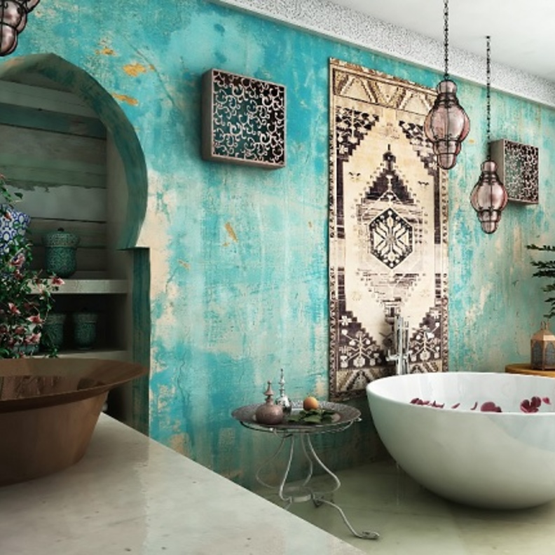 حمام رائع بديكور مغربي مودرن