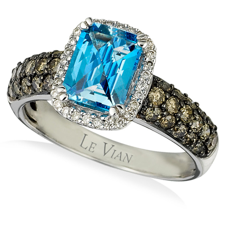 خاتم العروس من حجر التوباز والذهب الأبيض