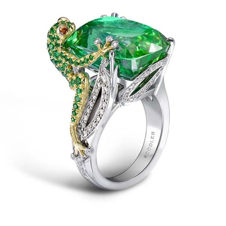 خاتم بودلز مع التورمالين الأخضر