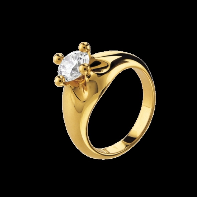 خاتم خطوبة بالذهب الأصفر مع حجر ماس من بولغاري 