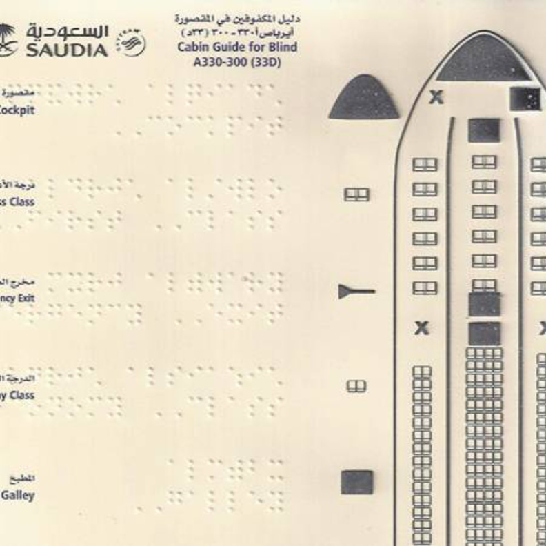 دليل الرحلة بلغة "برايل Braille" على متن طائرات الخطوط السعودية