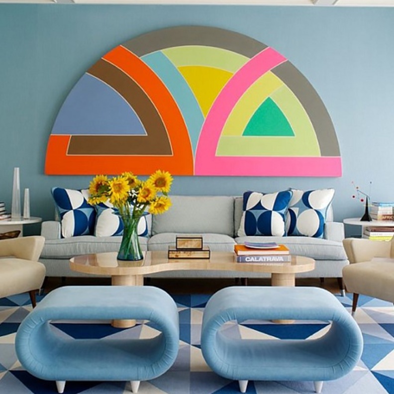 ديكورات غرفة معيشة بأسلوب السبعينات 