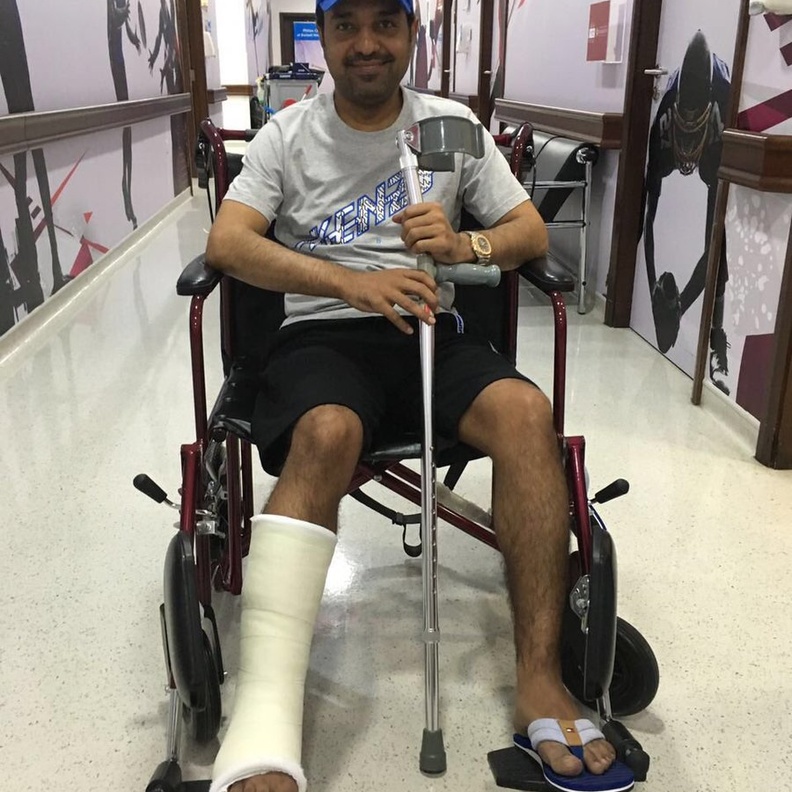 راشدالماجد بعد تعرض قدمه للكسر 