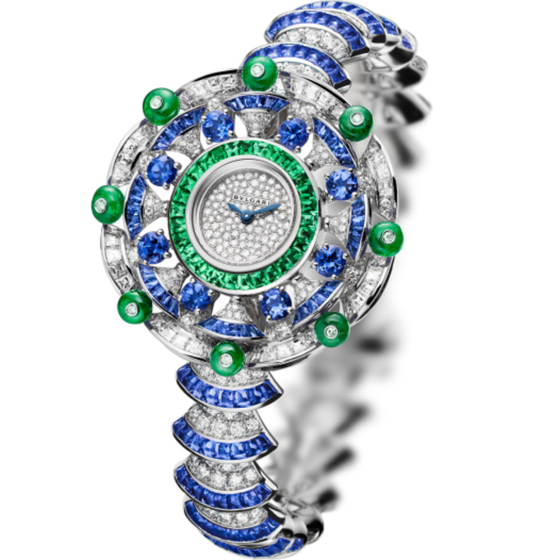 ساعة ديفا من بولغاري ياقوت أزرق وزمرد