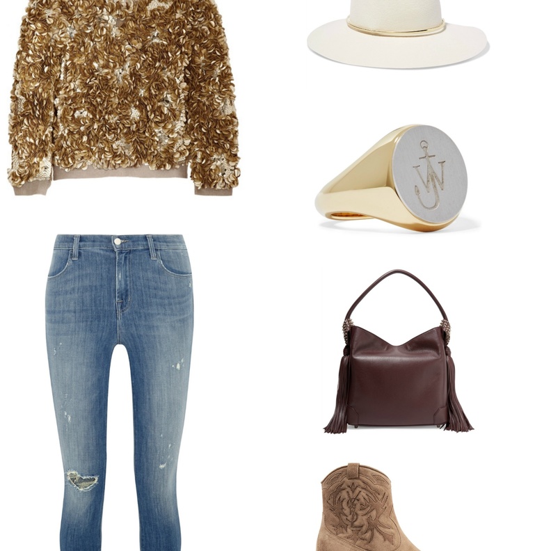 ستايل نهاري شبابي وعملي بتوب أنيق من الترتر الذهبي