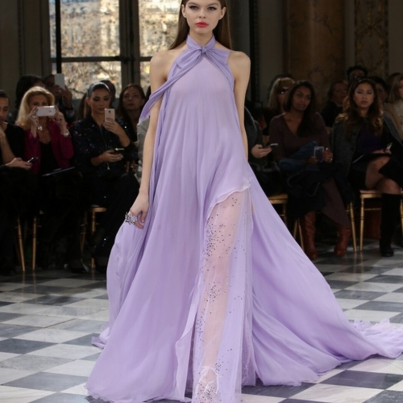 فساتين شيفون فخمه باللون الارجواني الرائع من مجموعة جورج حبيقة لربيع و صيف 2016