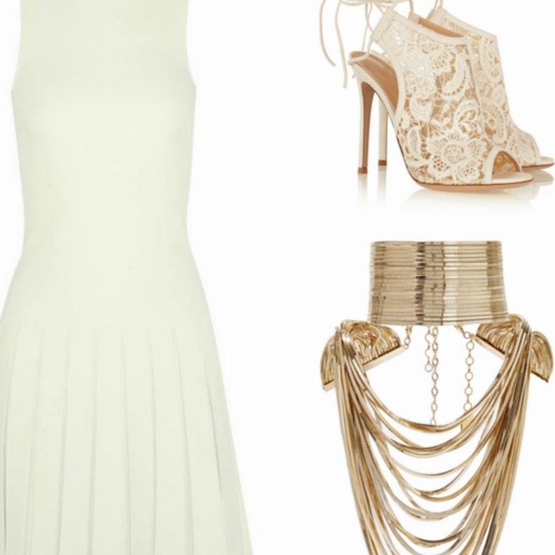 تنورة ميدي وتوب من Roksanda وفولار من فالتينو