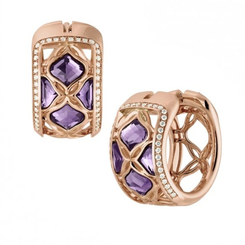 قرط شوبارد من الذهب الوردي والماس والجمشت