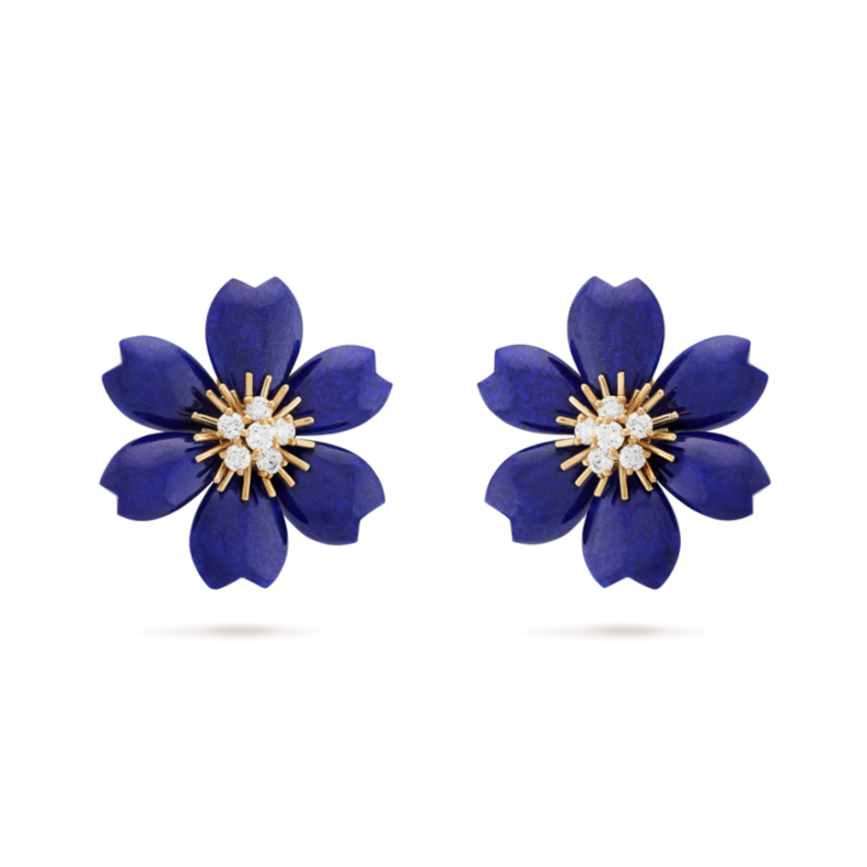 قرط فان كليف اند اربلز من الذهب الأصفر والماس واللازورد