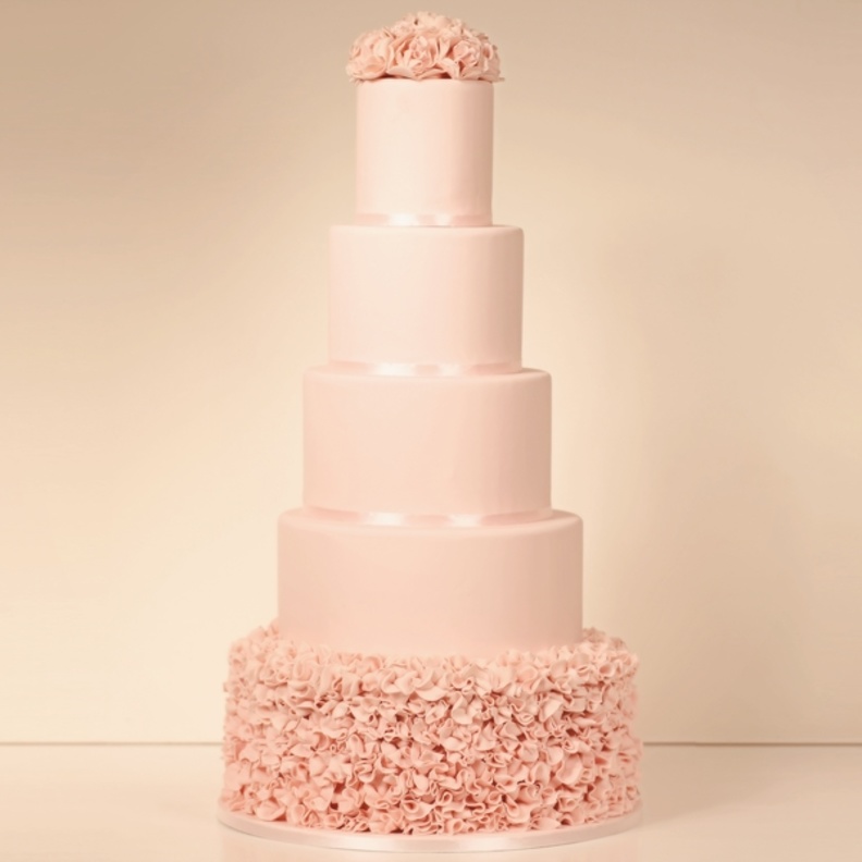 كيك زفاف وردي