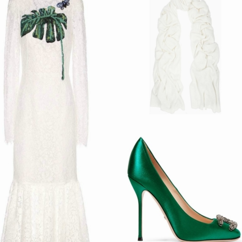 للمحجبات اطلالة فاخرة لعيد الأضحى في فستان من الدانتيل الأبيض من دولتشي أند غابانا