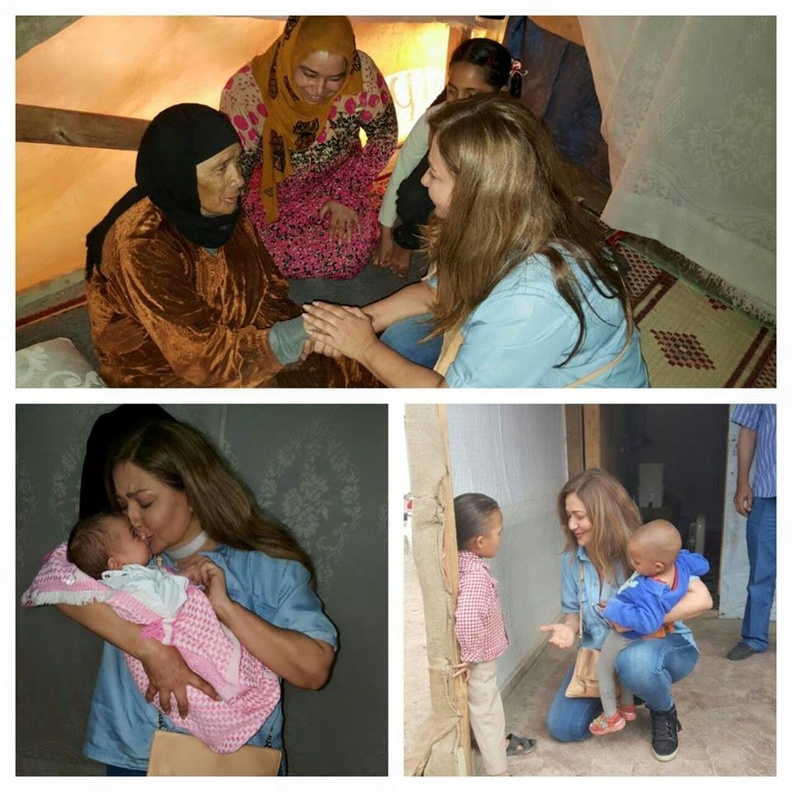 ليلى علوى فى مخيمات الأطفال السوريين