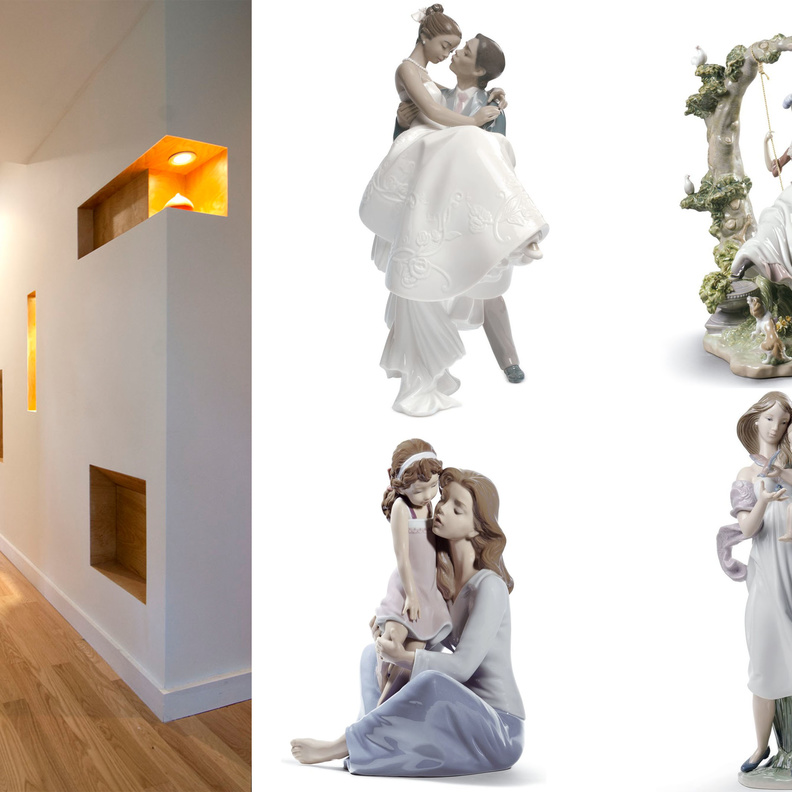 مجموعة من تماثيل lladro الفخمة توزع على فتحات الجدران 