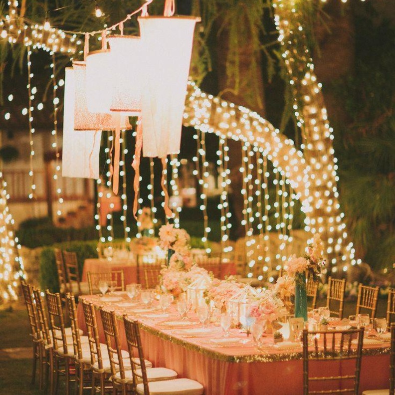 زيني الأسقف الخشبية بأضواء جميلة على شكل خيوط طويلة