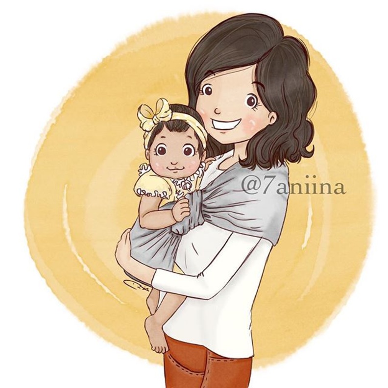 من رسومات حنين لها ولأبنتها