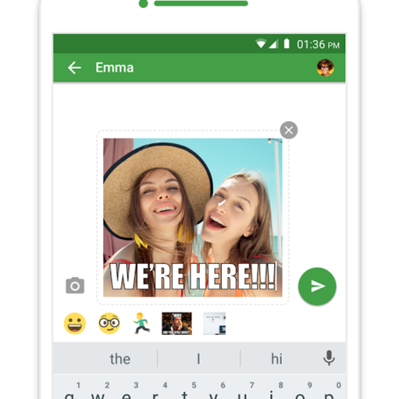 يوفر تطبيق invi إرسال الملصقات و الصور المتحركة Gifs و الوجوه التعبيرية