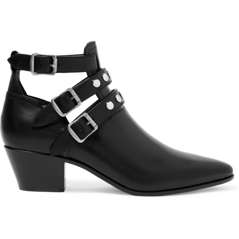 حذاء من الجلد الاسود من سان لوران Saint Laurent