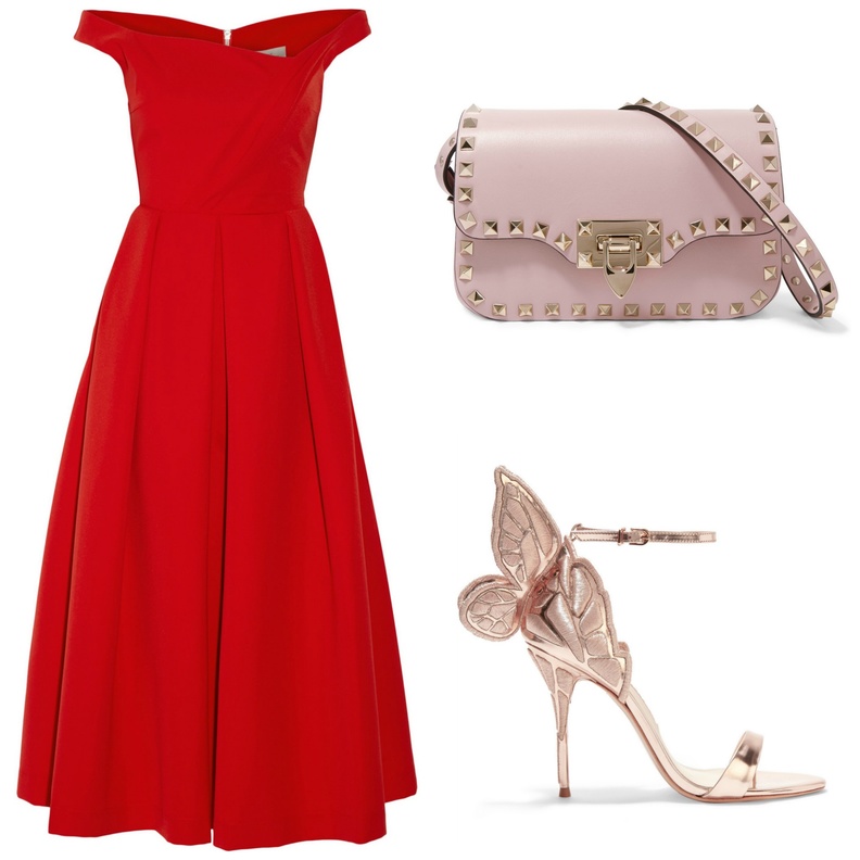  بنطلون احمر وقميص زهري مطرز بالاحمر من غوتشي لاطلالة صباحية كاجوال