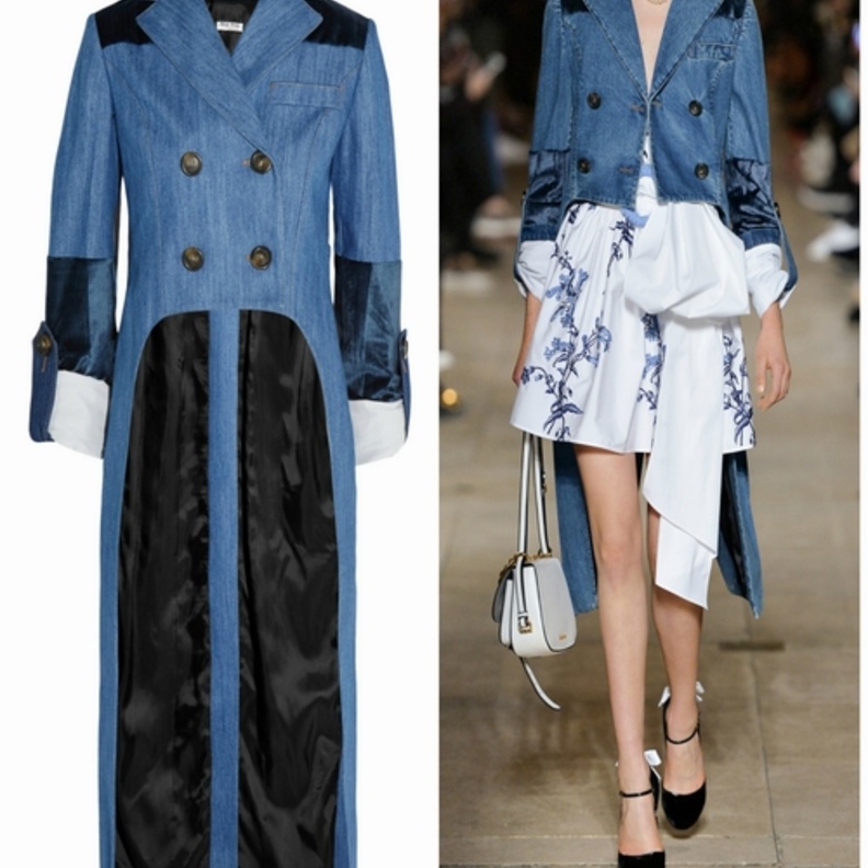 معطف من ميوميو Miu Miu من الجينز بقصة قصيرة من الامام وطويلة من الخلف 