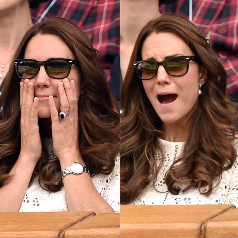 تعابير وجه مضحكة للدوقة كيت ميدلتون خلال حضورها مباراة في بطولة ويمبلدون للتنس
