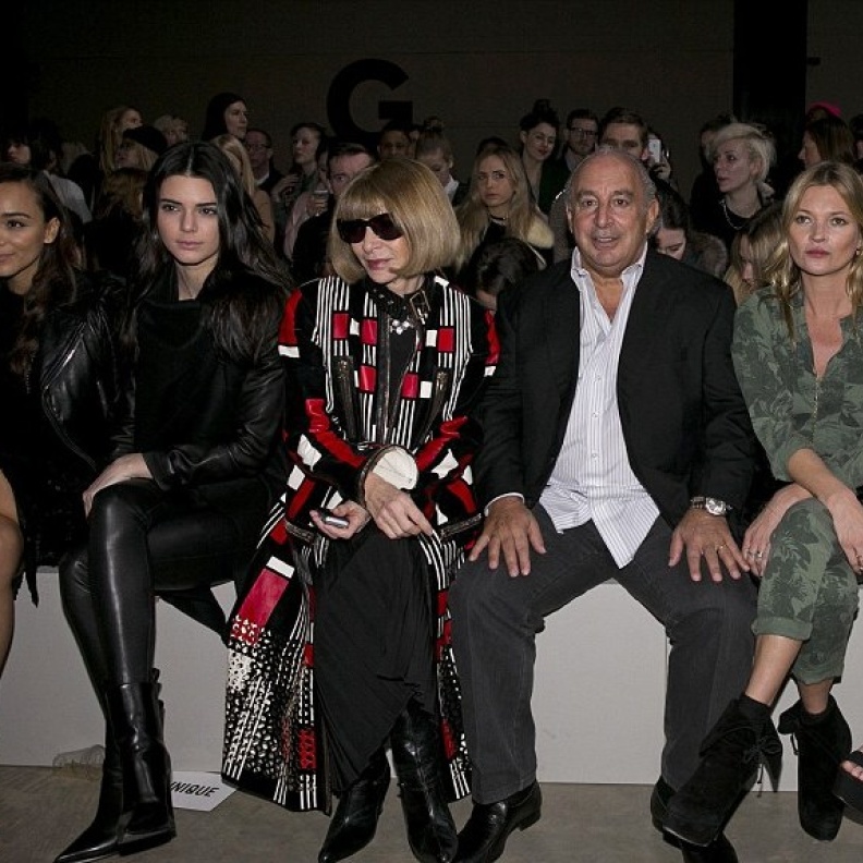 من نجوم الصف الاول في أسبوع الموضة في لندن كايت موس، السير فيليب غرين، آنا وينتور وكيندال جينير